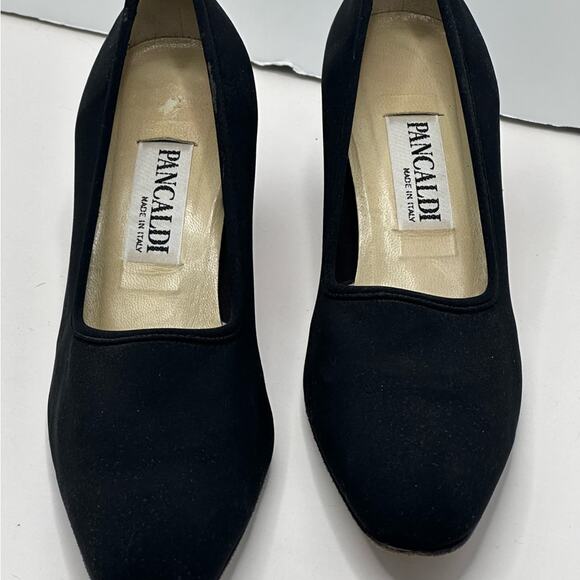 PANCALDI Vintage Designer Black Stretch FABRIC MAX COMFORT Work /DRESS Size 7B - Picture 4 of 9